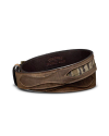 Back view of Men's Tecovas x Mossy Oak Belt - Brown / OG Bottomland on plain background