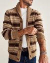 Closeup detail view of Men's Shawl Collar Cardigan Serape Sweater - Multi