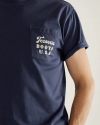 Closeup detail view of Men's USA Pocket Tee - Navy / White