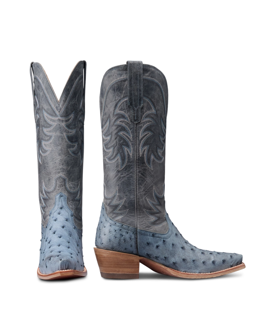 The Annie Cowgirl Boot - Blue ostrich | Tecovas display picture 1
