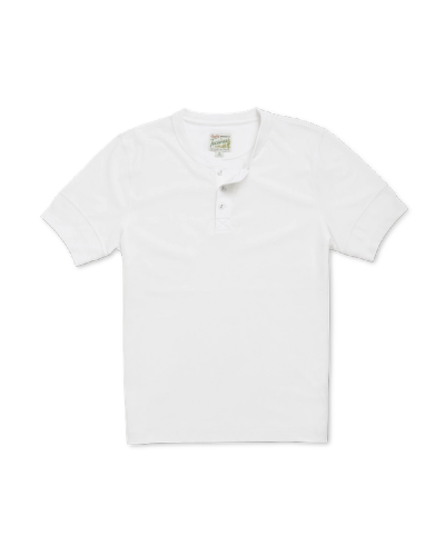 Flatlay image of the Men's Short Sleeve Henley in white