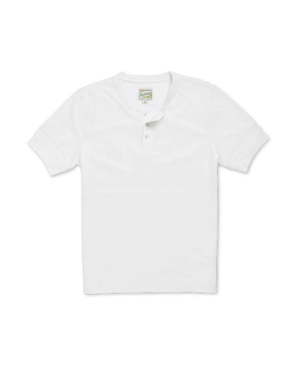Flatlay image of the Men's Short Sleeve Henley in white