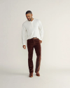Full view of Men's Henley  LS - Whisper White on model