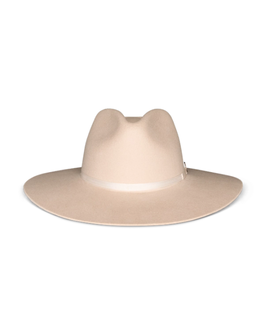 Front view of The Belle Wool Cowgirl Hat - Cream on plain background