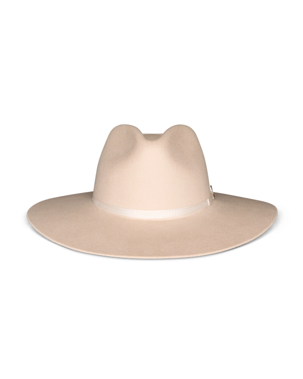 Front view of The Belle Wool Cowgirl Hat - Cream on plain background