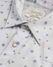 Closeup detail view of Men's Vintage Weight Short Sleeve Pearl Snap - Light Gray/Atlantic