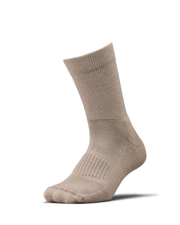 Quarterfront view of Crew Socks (3-Pack) - Brown/Tan/Black on plain background