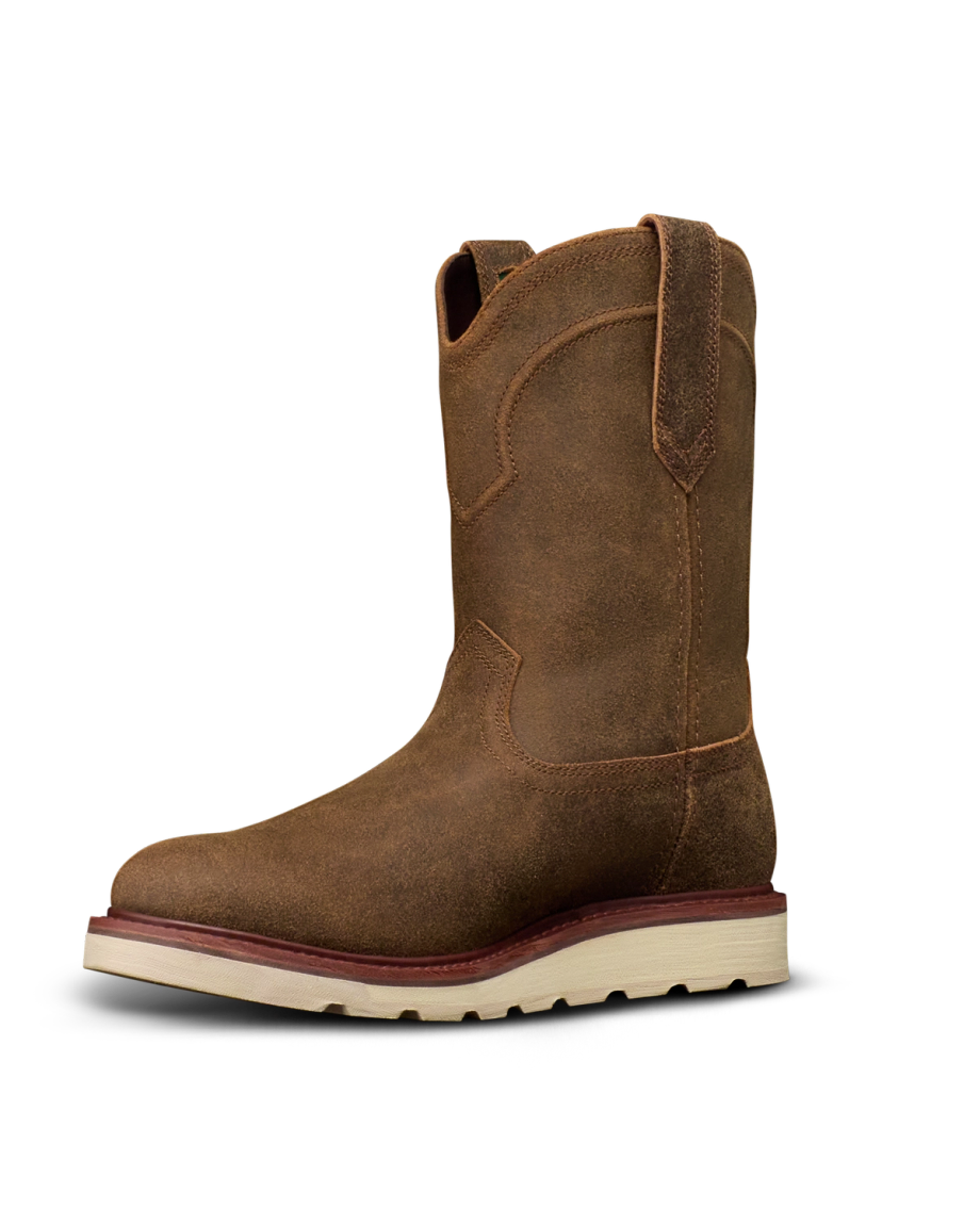 Quarterfront view of The Knox - Dustwood Suede on plain background
