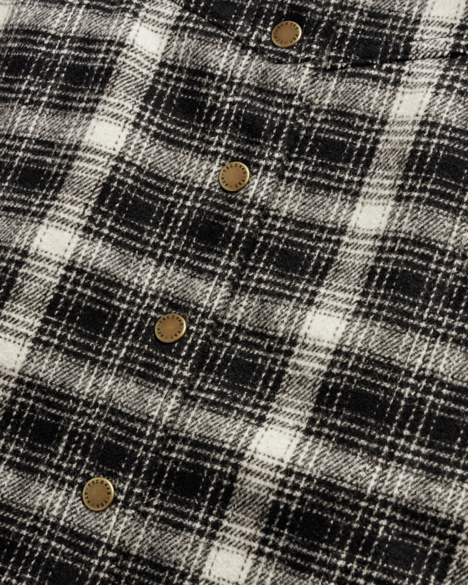 Closeup detail view of Women's Plaid Mini Skirt - Black / White