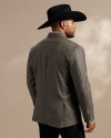 Back view of Men's Western Tweed Blazer - Gray Houndstooth on model