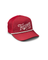 Quarterfront view of Tecovas Gameday Trucker - Red on plain background