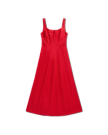 Front view of Women's Sleeveless A-Line Maxi Dress - Red on plain background