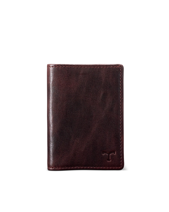 Front view of Men's Bifold - Chocolate on plain background