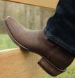 Man wearing the Chocolate Relic Lizard Lankford cowboy boots