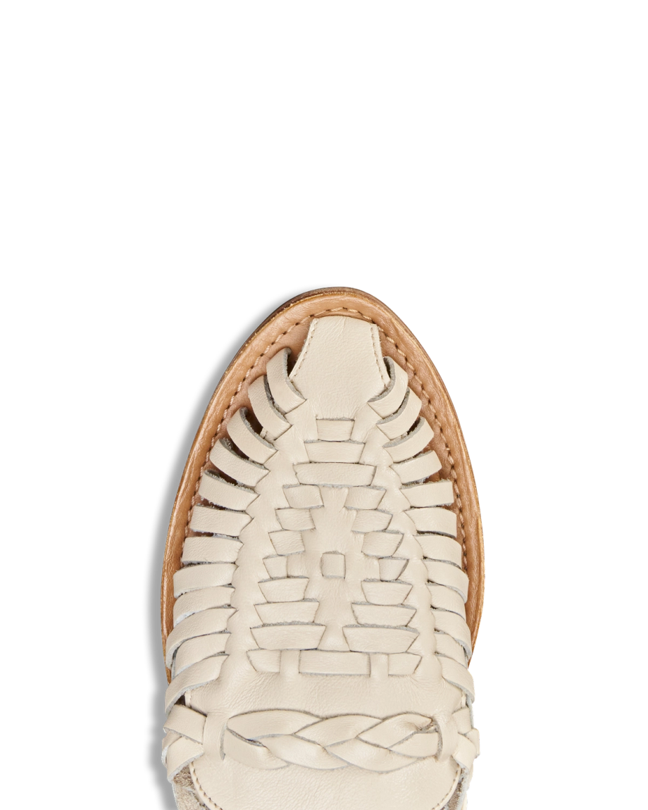 Toe view of The Maya - Bone Cowhide on plain background