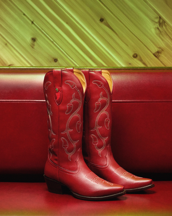 View of The Booth Boot - Chili's Booth Red Vinyl