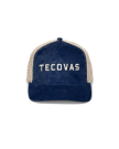 Front view of Tecovas Corduroy Five-Panel Mesh Trucker - Navy on plain background