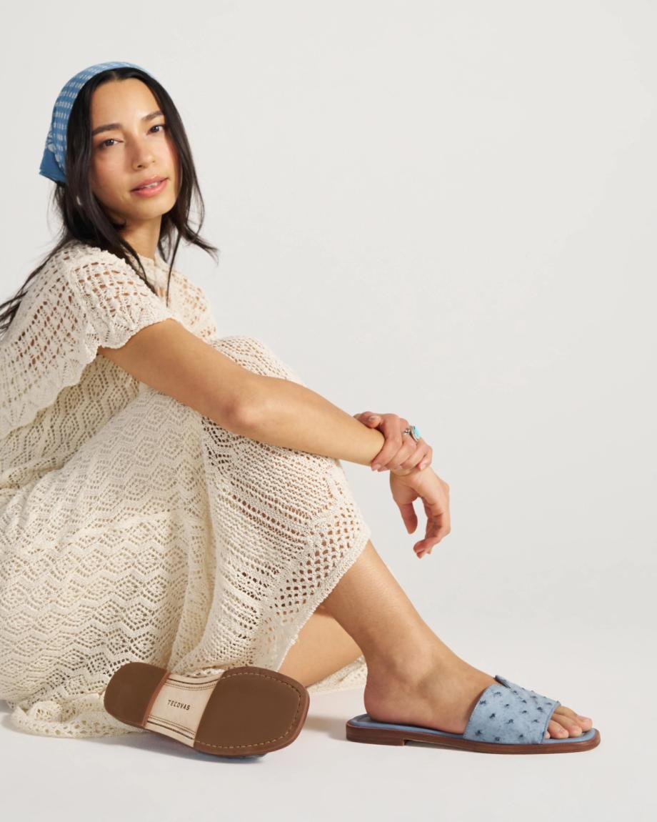 Full view of The Carmen - Chambray on model