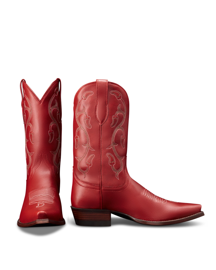 Pair view of The Booth Boot - Chili's Booth Red Vinyl on plain background