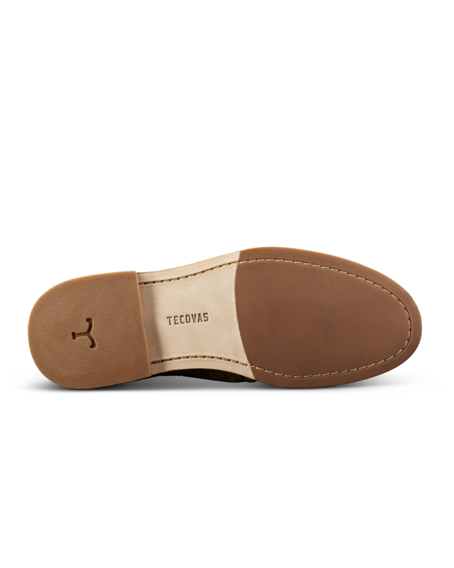 Sole view of The Mateo - Burnt Olive Roughout on plain background