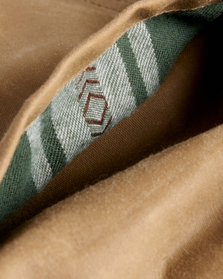 Closeup view of Men's Waxed Ranch Jacket - Field Tan