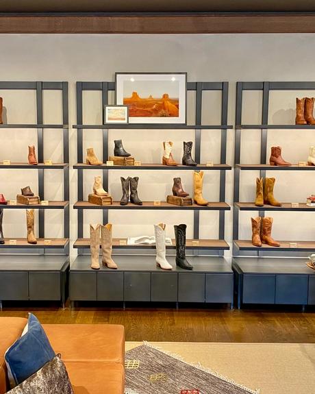 Boot wall in the Tecovas store in Southlake Town Square