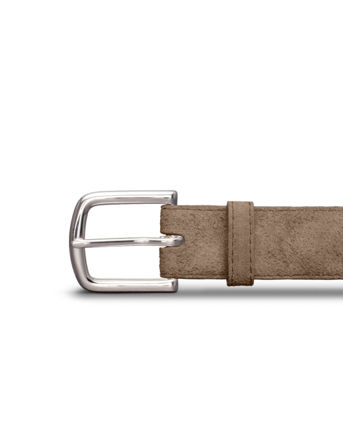 Front view of Men's Suede Belt II - Granite on plain background