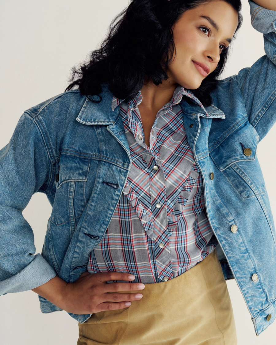 Women's Denim Trucker Jacket - Medium Wash | Tecovas