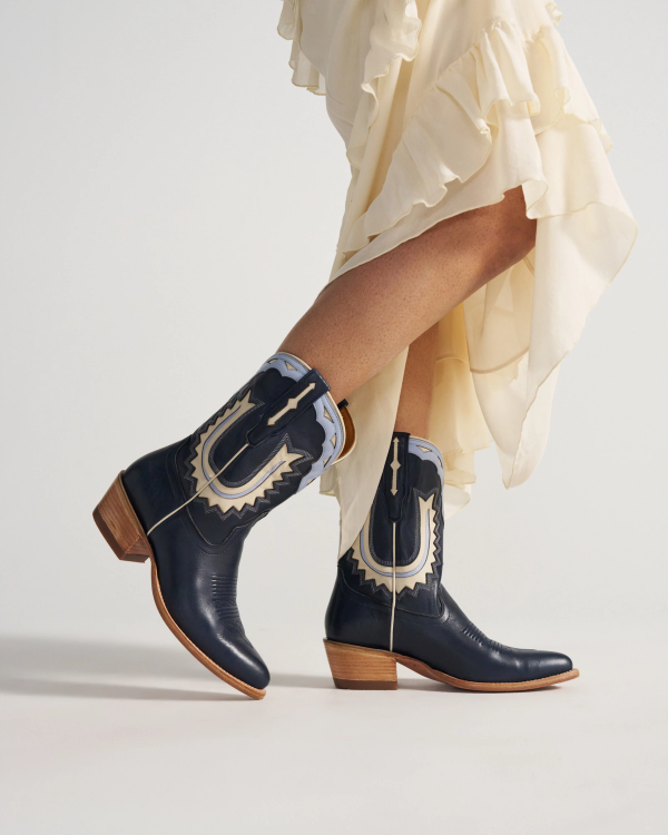 View of The Jolene - Atlantic Blue/Chambray Cowhide