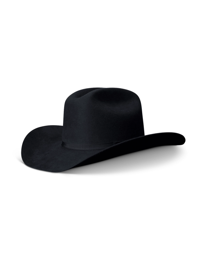 Quarterfront view of Cattleman Fur Cowboy Hat - Black on plain background