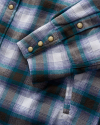 Closeup detail view of Men's Sawtooth Pearl Snap Shacket - Gray/Balsam Plaid