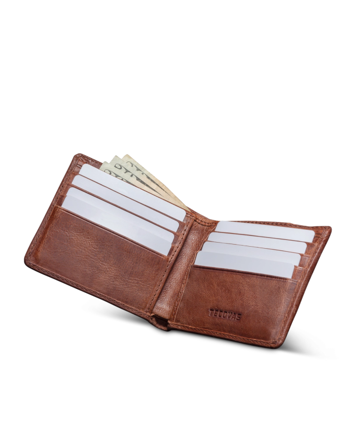 Inside view of Goat Billfold - Scotch on plain background