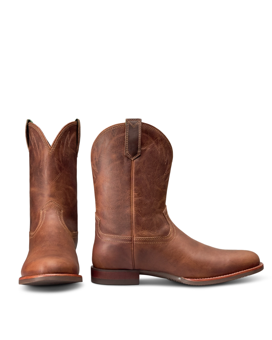 Pair view of The Glen - Light Molasses Cowhide on plain background
