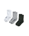 Quarterfront view of Crew Socks (3-Pack) - White / Green / Light Gray on plain background