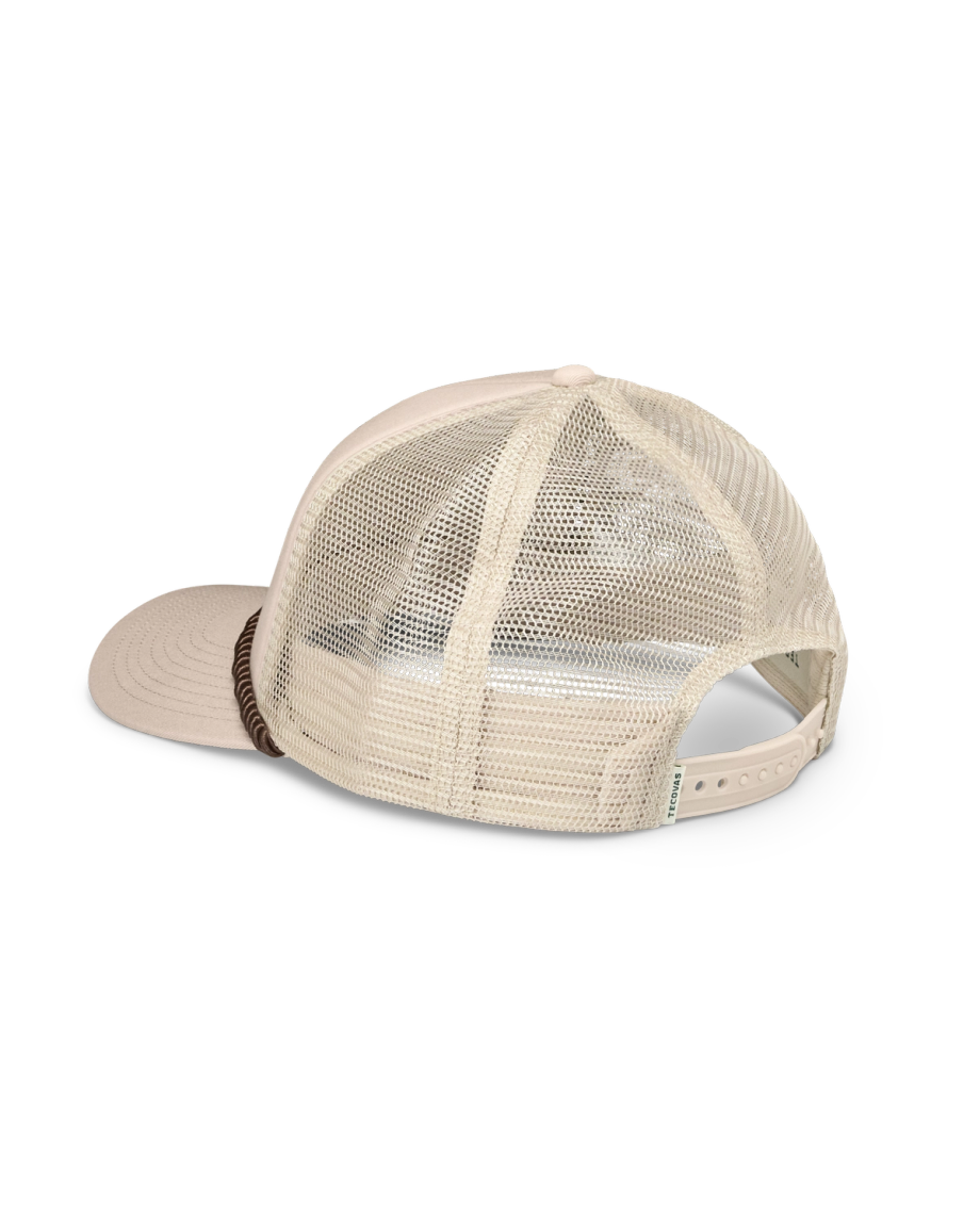 Quarterback view of Tecovas Steakhouse Trucker - Cream on plain background