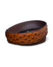 Back view of Men's Ostrich Belt II - Peanut on plain background