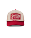 Front view of Tecovas Cowgirl Patch 5 Panel Trucker - Red / White on plain background