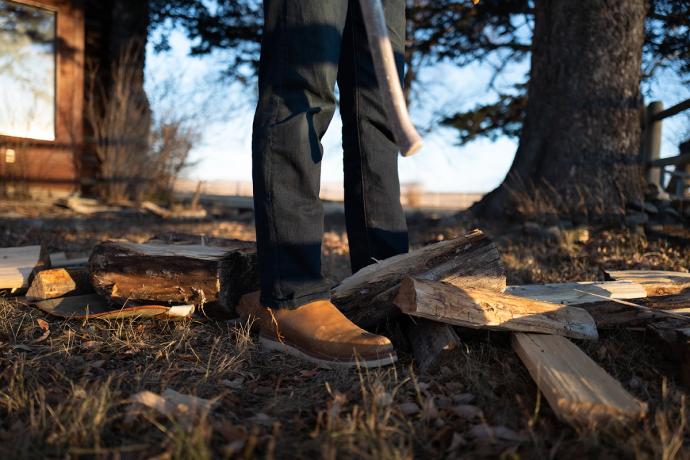 man chopping wood