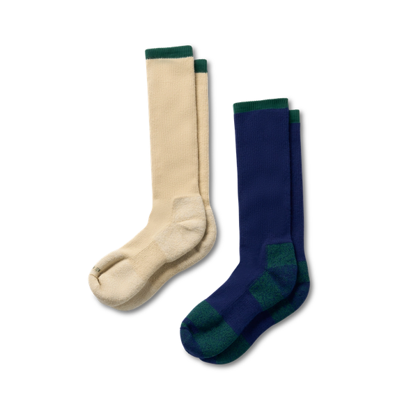 Front view of Work Socks (2-Pack) - Navy/Tan on plain background