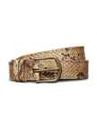 Unbuckled view of Women's Python Belt - Natural on plain background