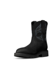 Quarterfront view of The LH WP Round Comp Toe Work Boot - Midnight Cowhide on plain background