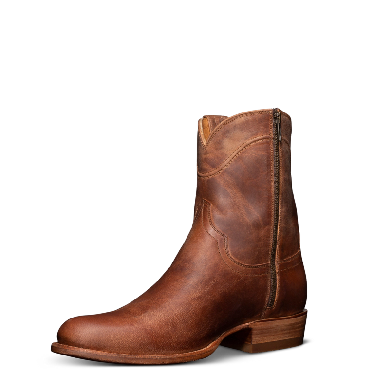 Men's Zipper Cowboy Boots - Leather Zip-Up Boots, The Dean - Scotch
