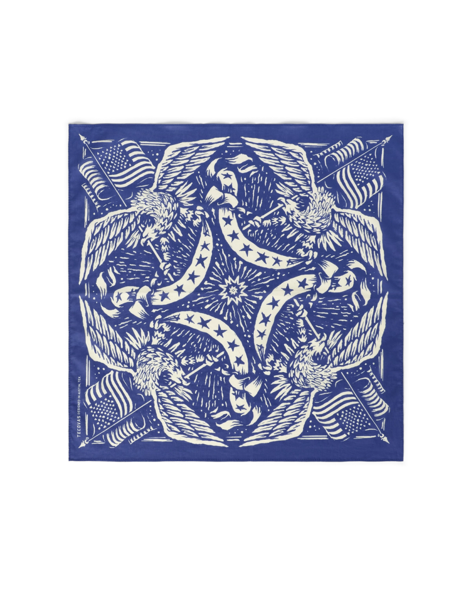 Front view of Americana Bandana - Blue on plain background