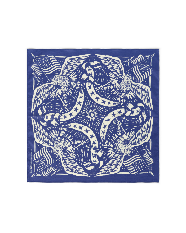 Front view of Americana Bandana - Blue on plain background