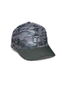 Front view of Flying T Camo Mesh 6-Panel Mid Pro Trucker - Gray Camo on plain background