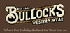 Logo for Bullocks Western Wear, established in 1942. Text is in rustic font with a rope design element. 