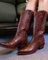 Women in  dark brown sequoia bovine annie boots