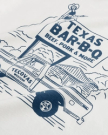 Closeup view of Men's Texas BBQ Tee - Bone / Blue