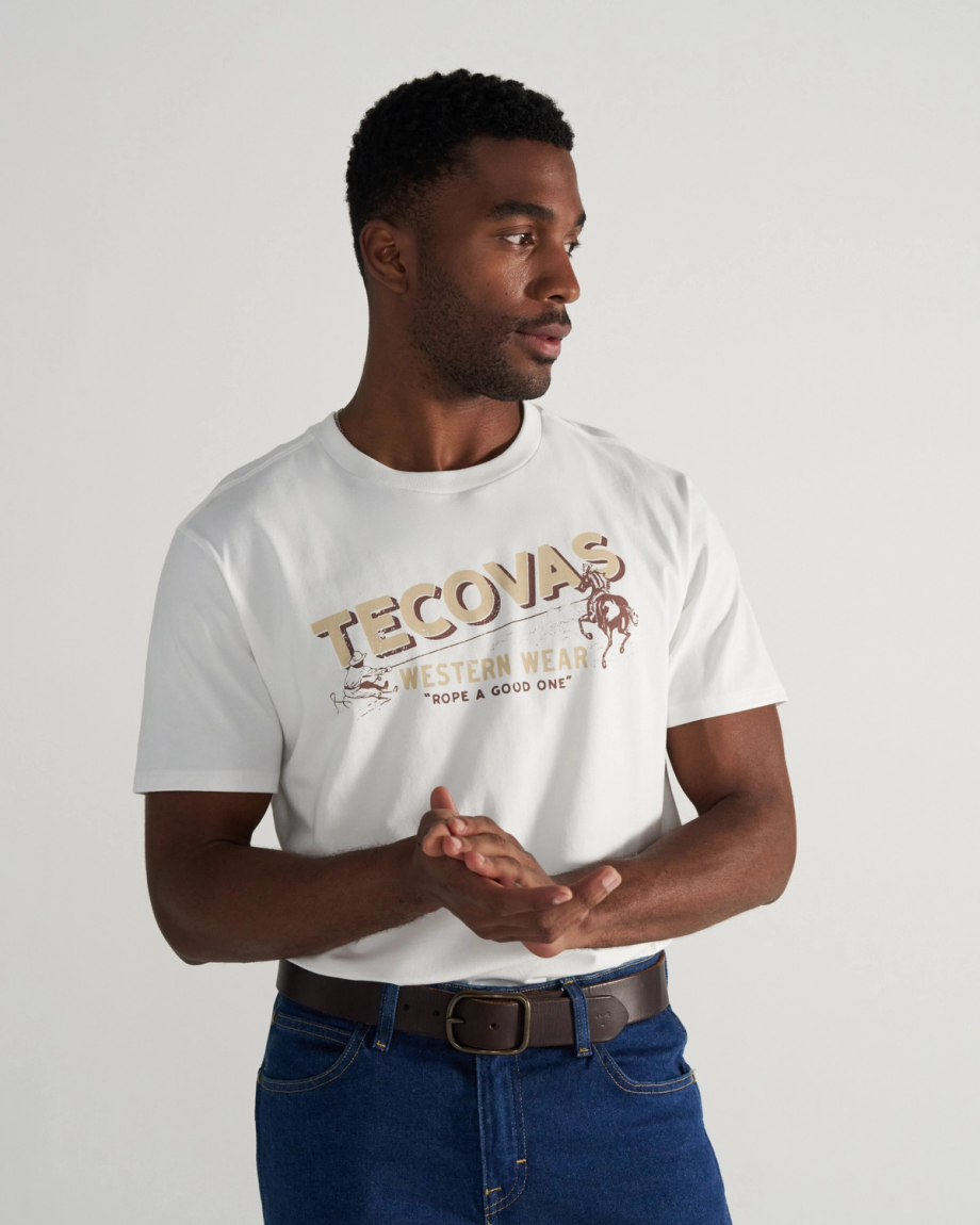 Front view of Men's Rope One T-Shirt - Bone/Multi on model