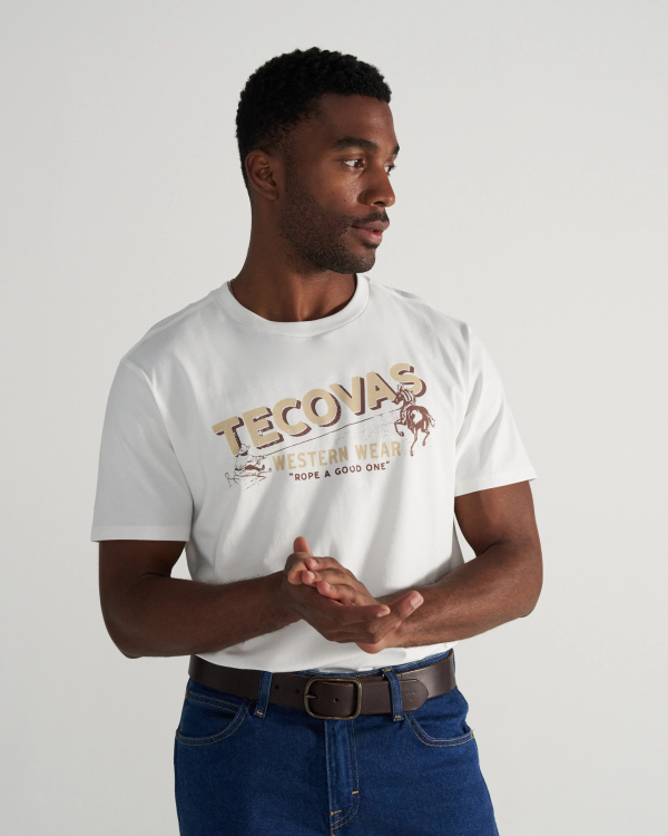 Front view of Men's Rope One T-Shirt - Bone/Multi on model